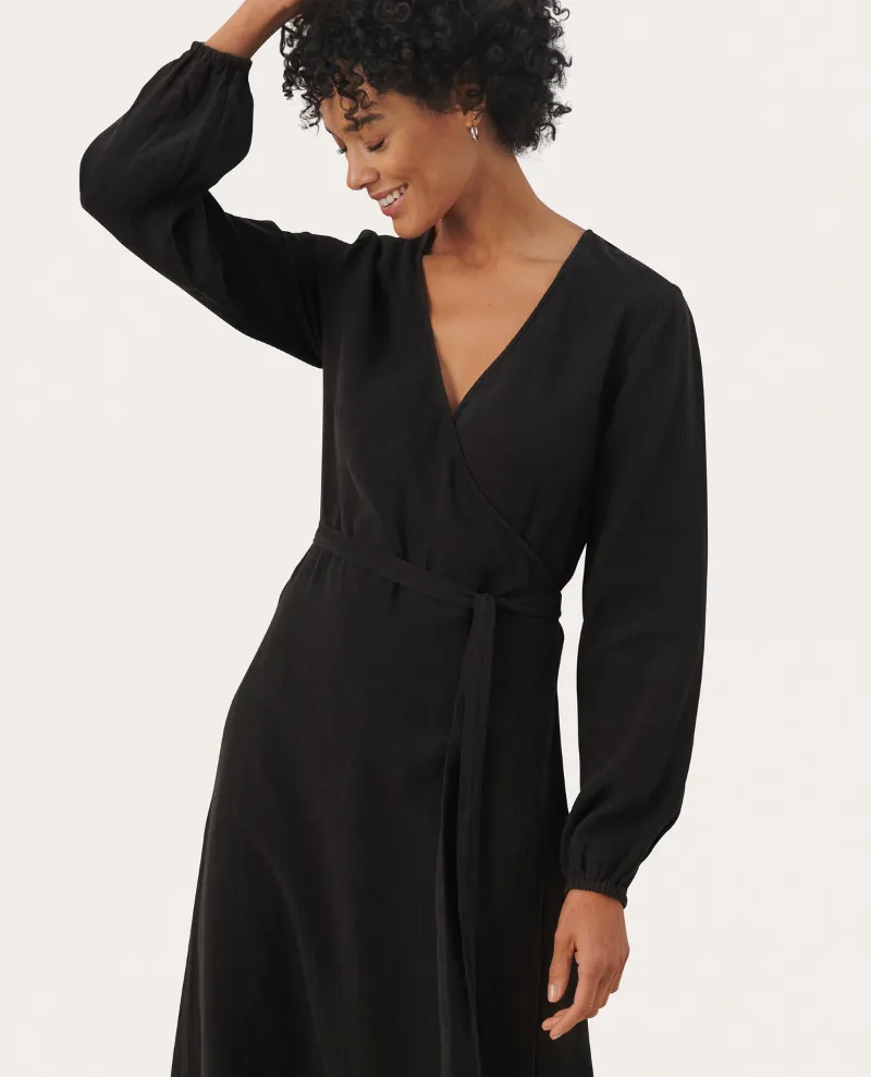 Part Two Elinora Black Linen Dress