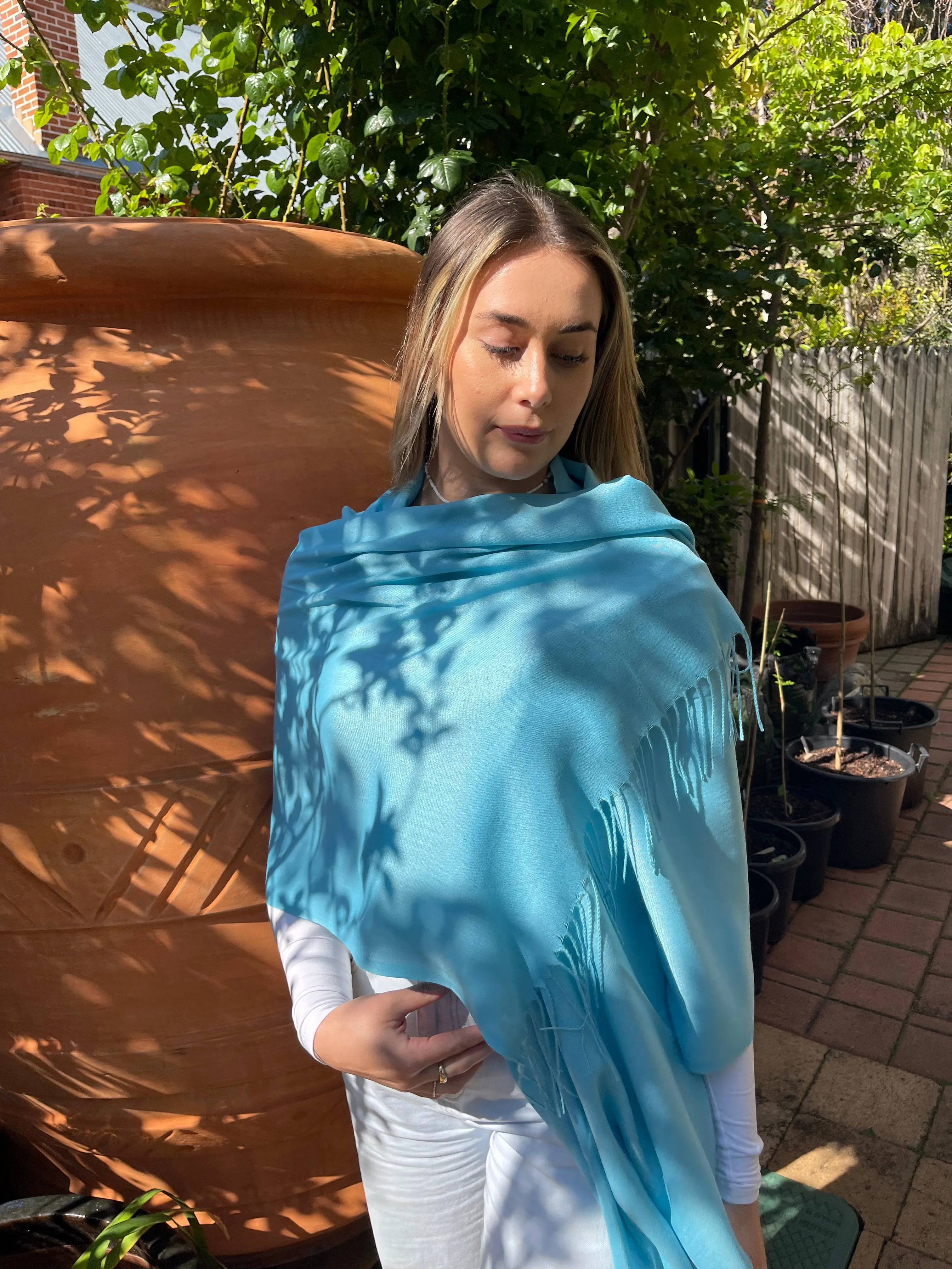 Pashmina Shawl - Light Blue - Summer