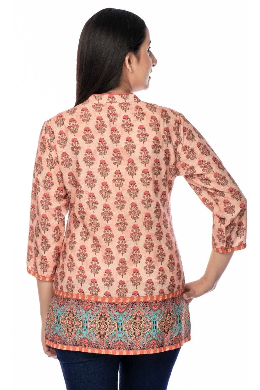 Peach Printed Modal Silk Tunic