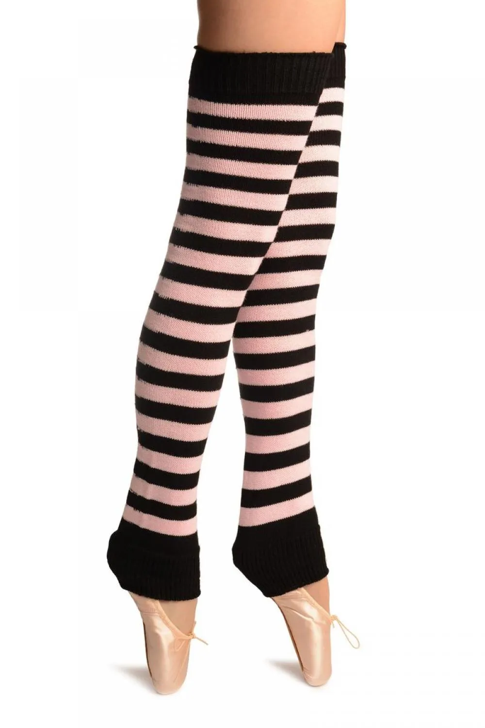 Pink & Black Stripes Dance/Ballet Leg Warmers