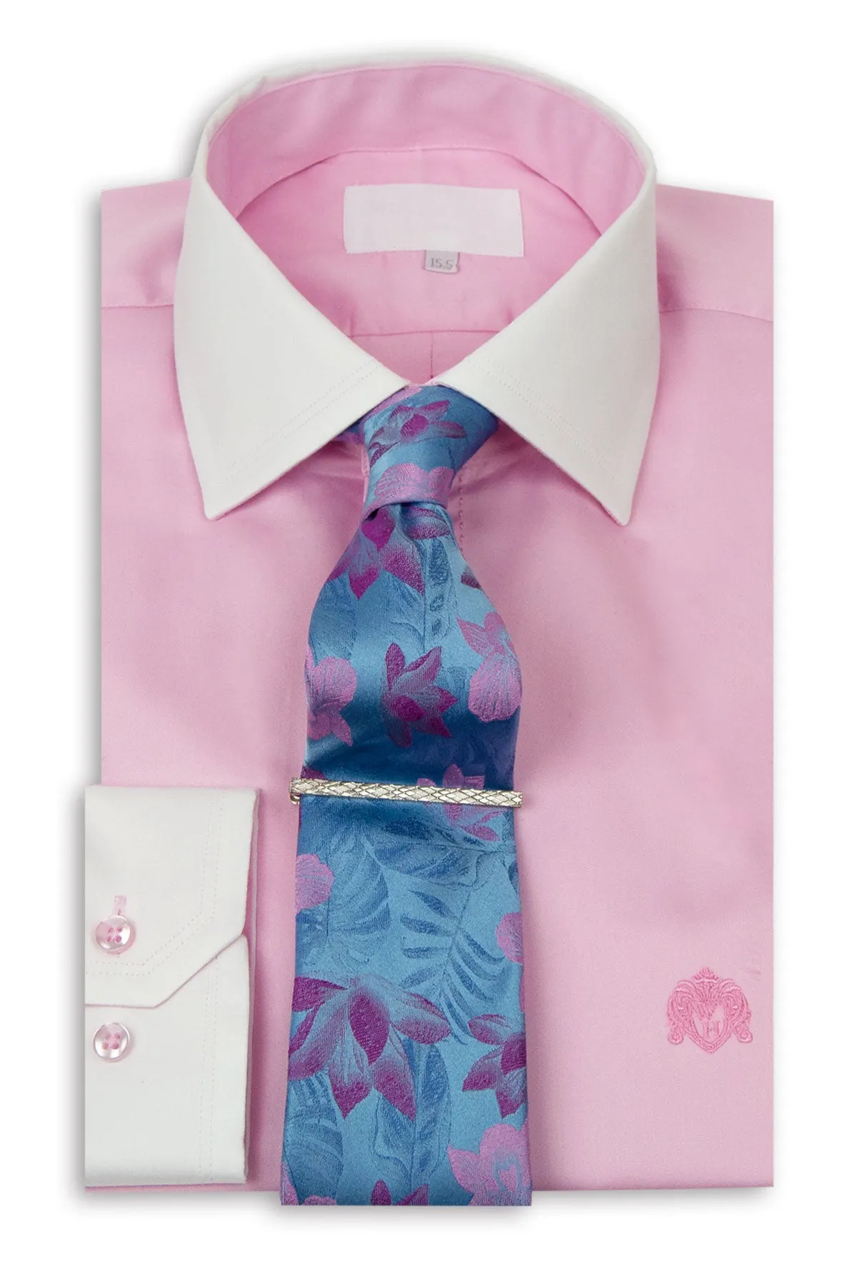 Pink Cutaway Collar Shirt with White Collar