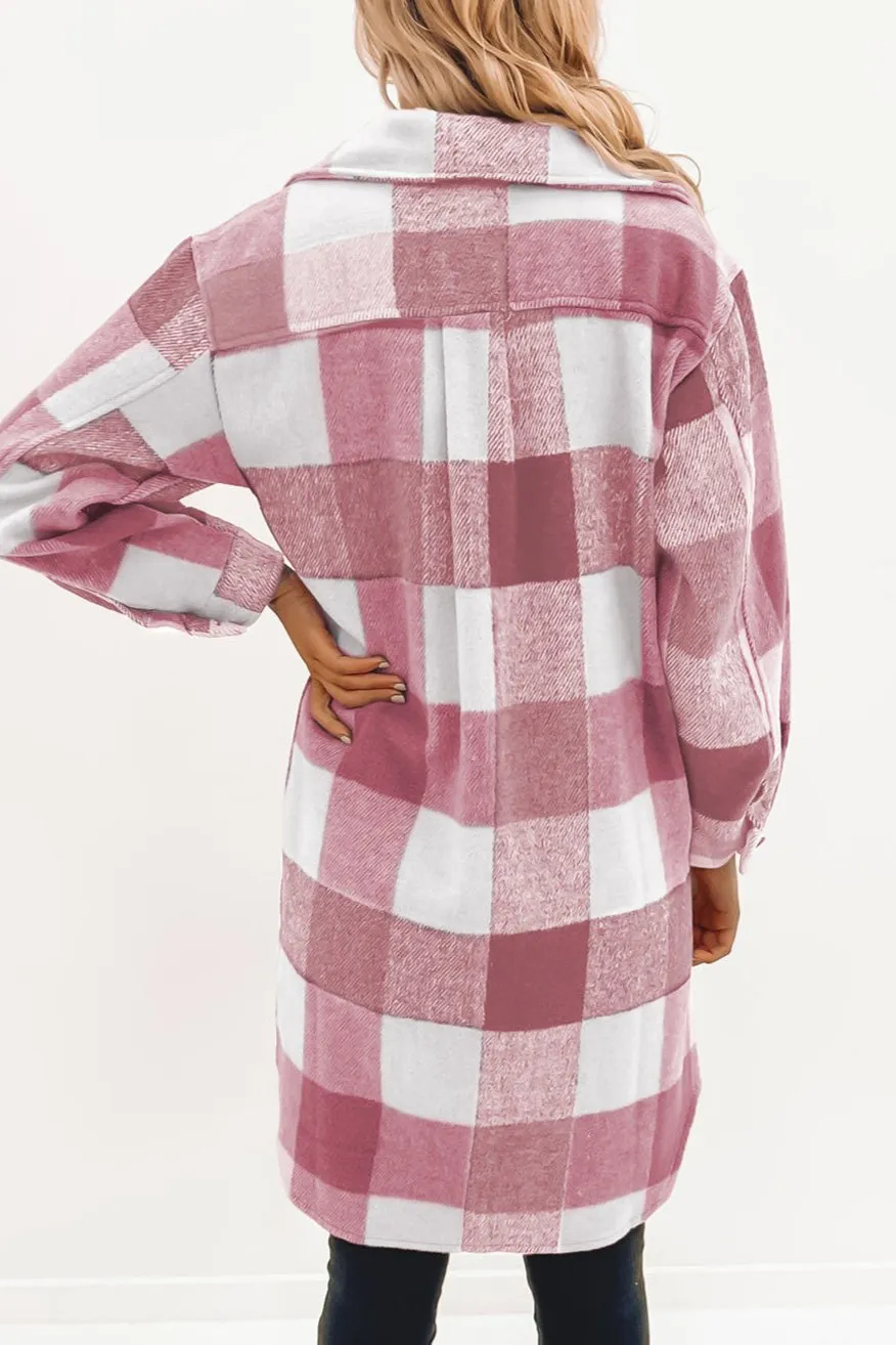 Plaid Flap Pocket Long Shacket