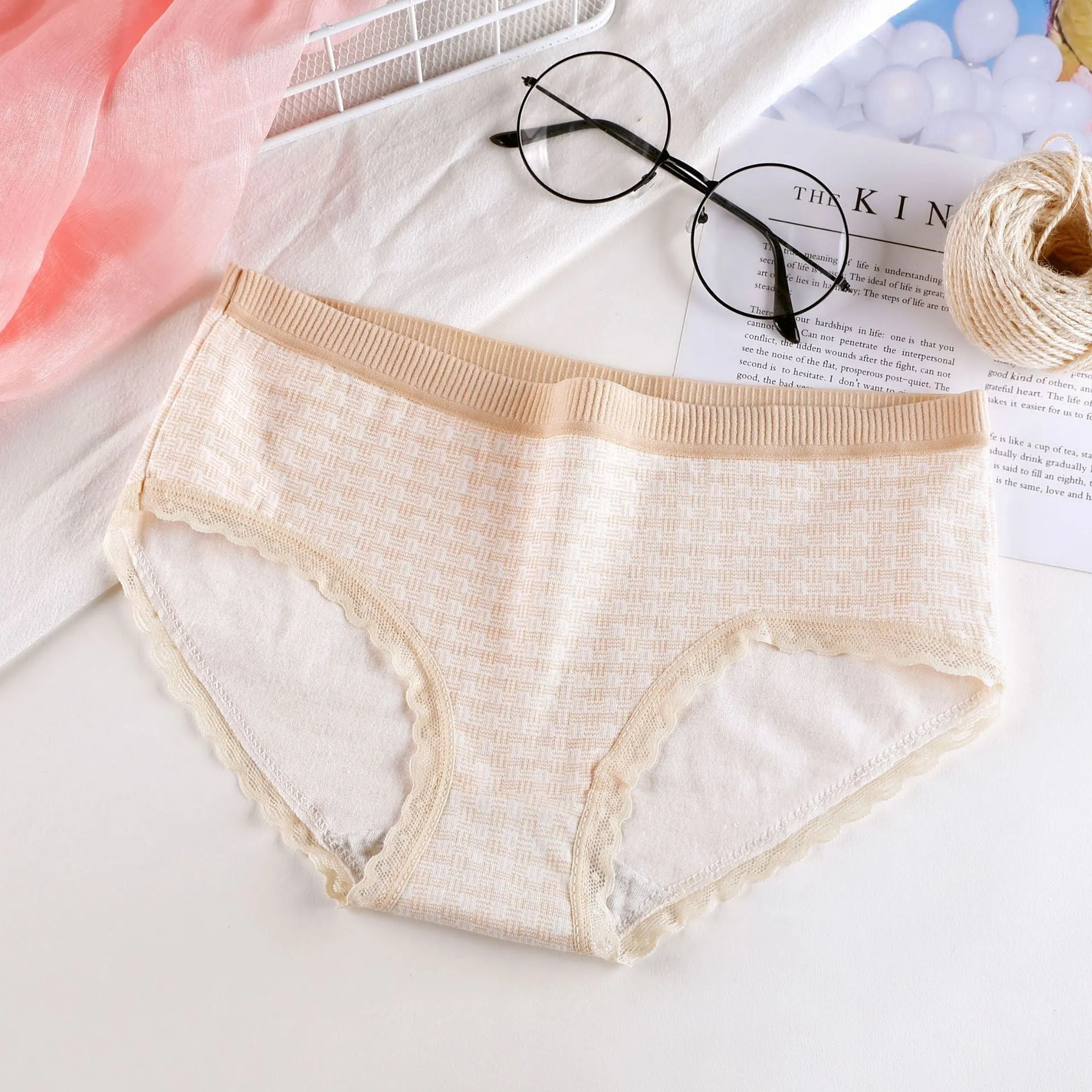 Plaid Printed Cotton Underwear For Women