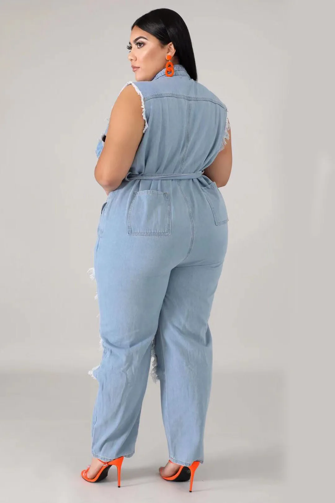 Plus Size Sexy Cut Out Jumpsuit Jeans