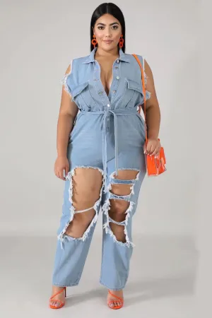 Plus Size Sexy Cut Out Jumpsuit Jeans