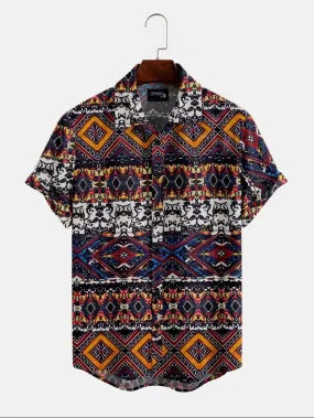 Poly Cotton Printed Half Sleeeves Multicolor Regular Fit Mens Casual Shirt