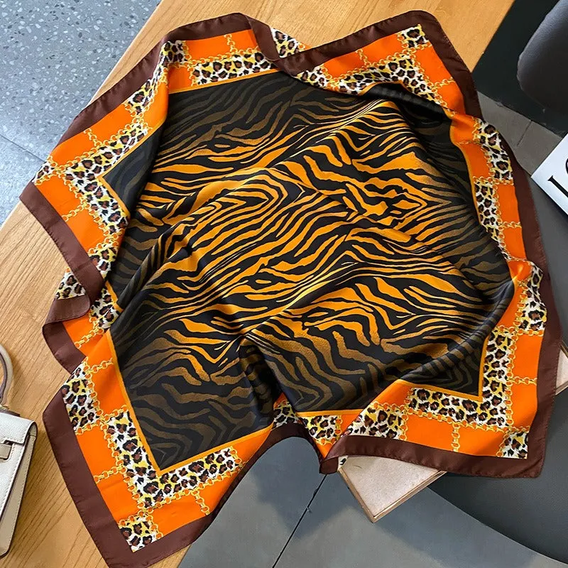 Pre Order:  Tiger Print Small Square Scarf