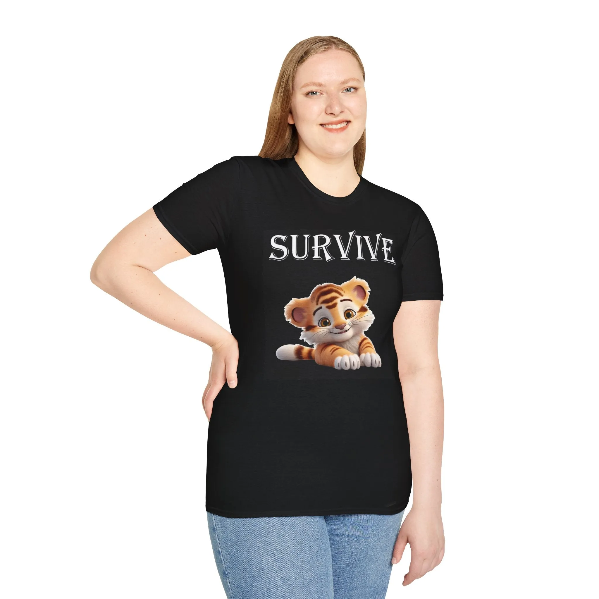 Princess Grace  Survive Animal Graphic Unisex Softstyle T-Shirt   Cute Tiger Design