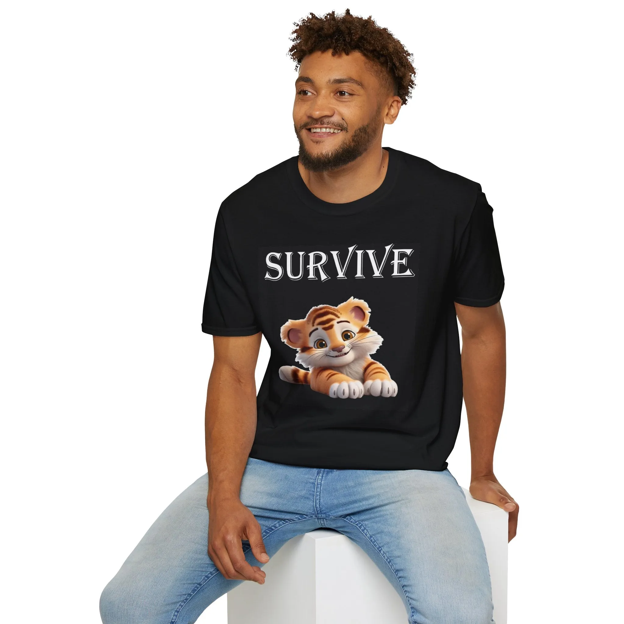 Princess Grace  Survive Animal Graphic Unisex Softstyle T-Shirt   Cute Tiger Design