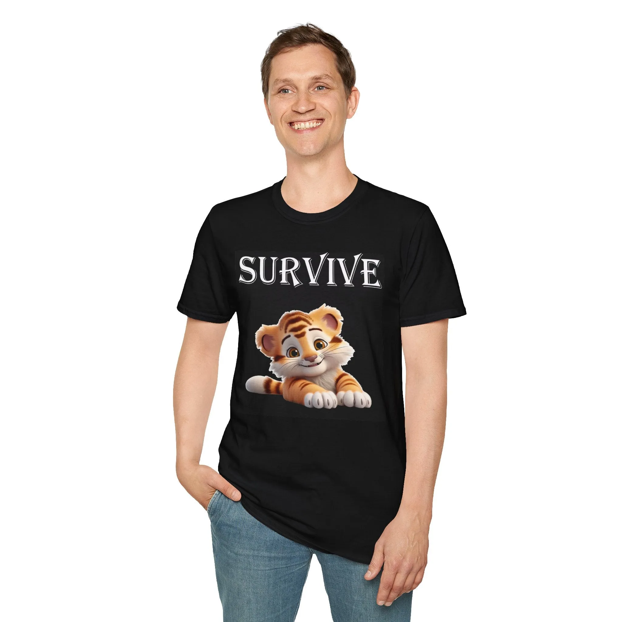 Princess Grace  Survive Animal Graphic Unisex Softstyle T-Shirt   Cute Tiger Design