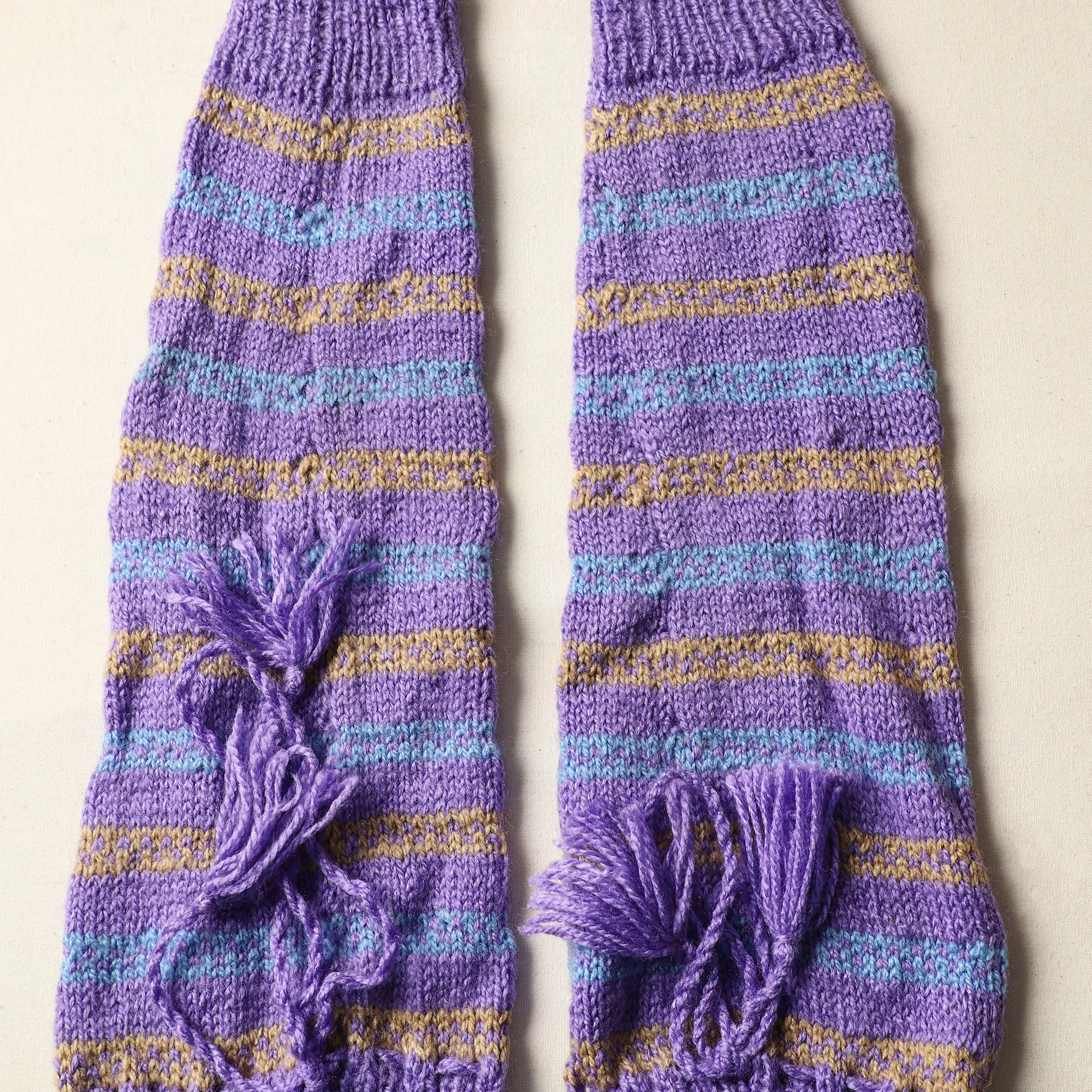 Purple - Kumaun Hand Knitted Woolen Leg Warmer 86