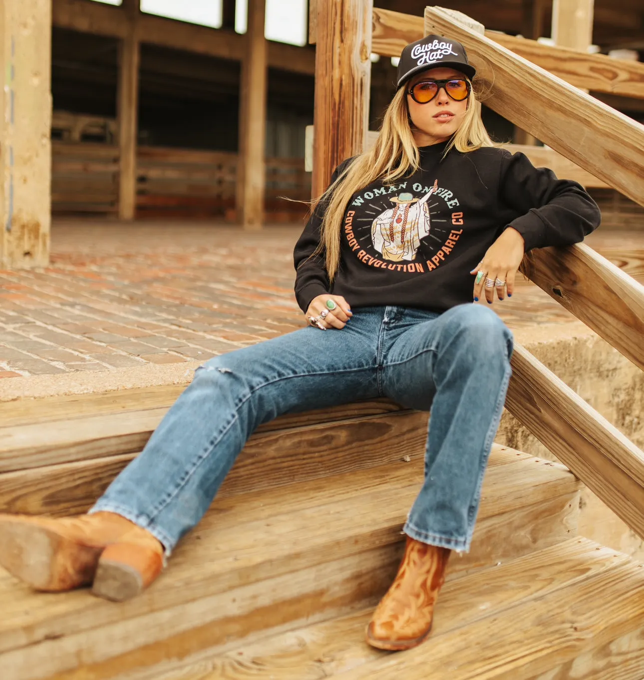 "Woman On Fire" Cowboy Revolution Premium Unisex Hoodie