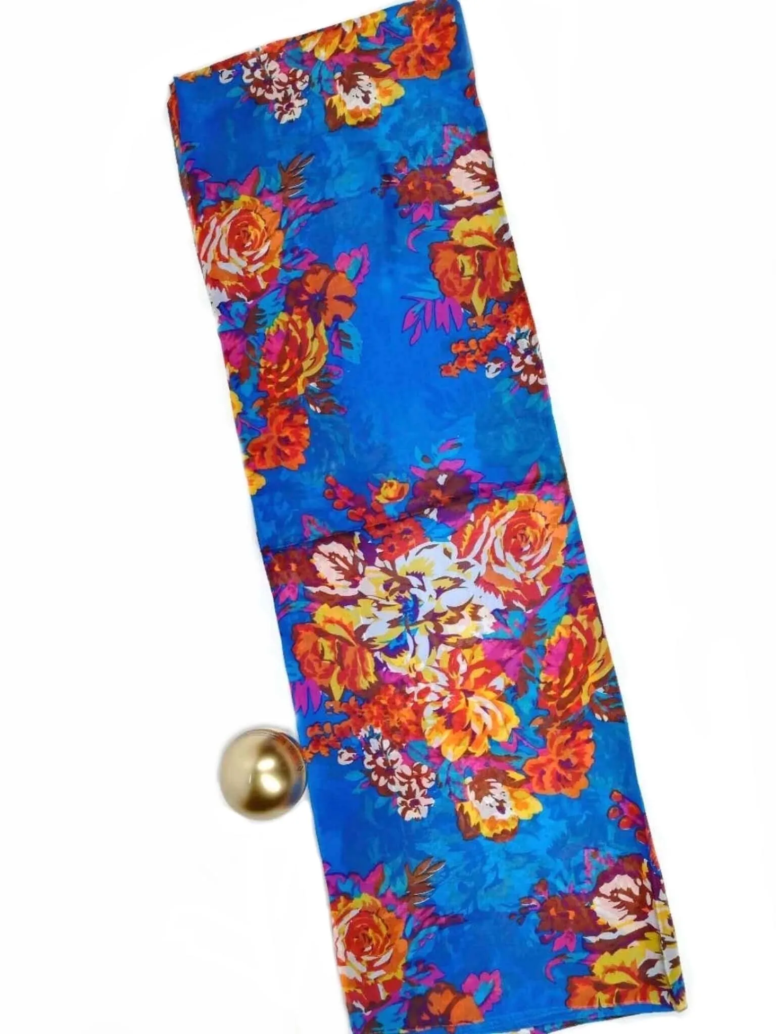 Rainbow Range| Large Silk Scarf Flora Mix Blue