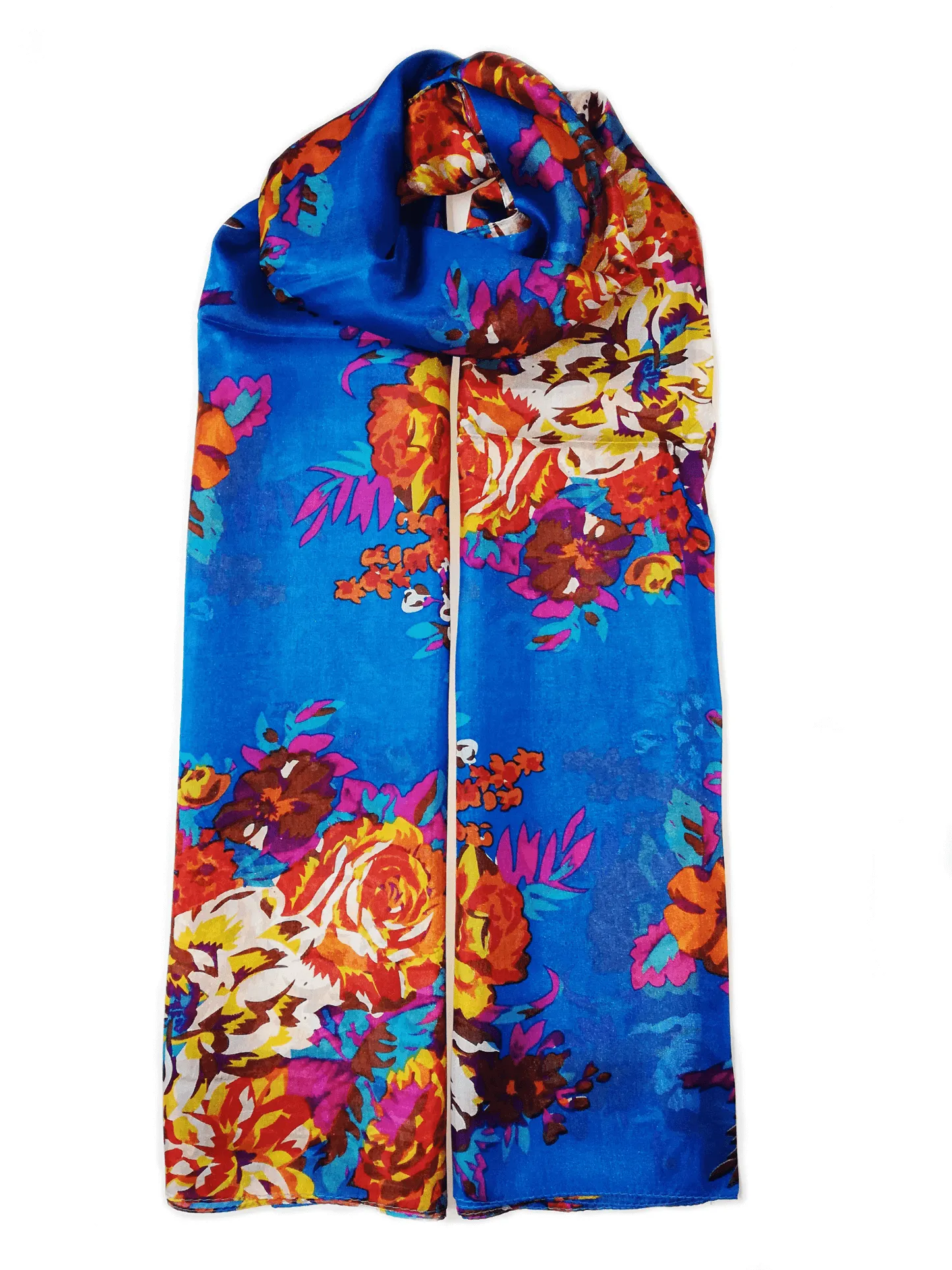 Rainbow Range| Large Silk Scarf Flora Mix Blue