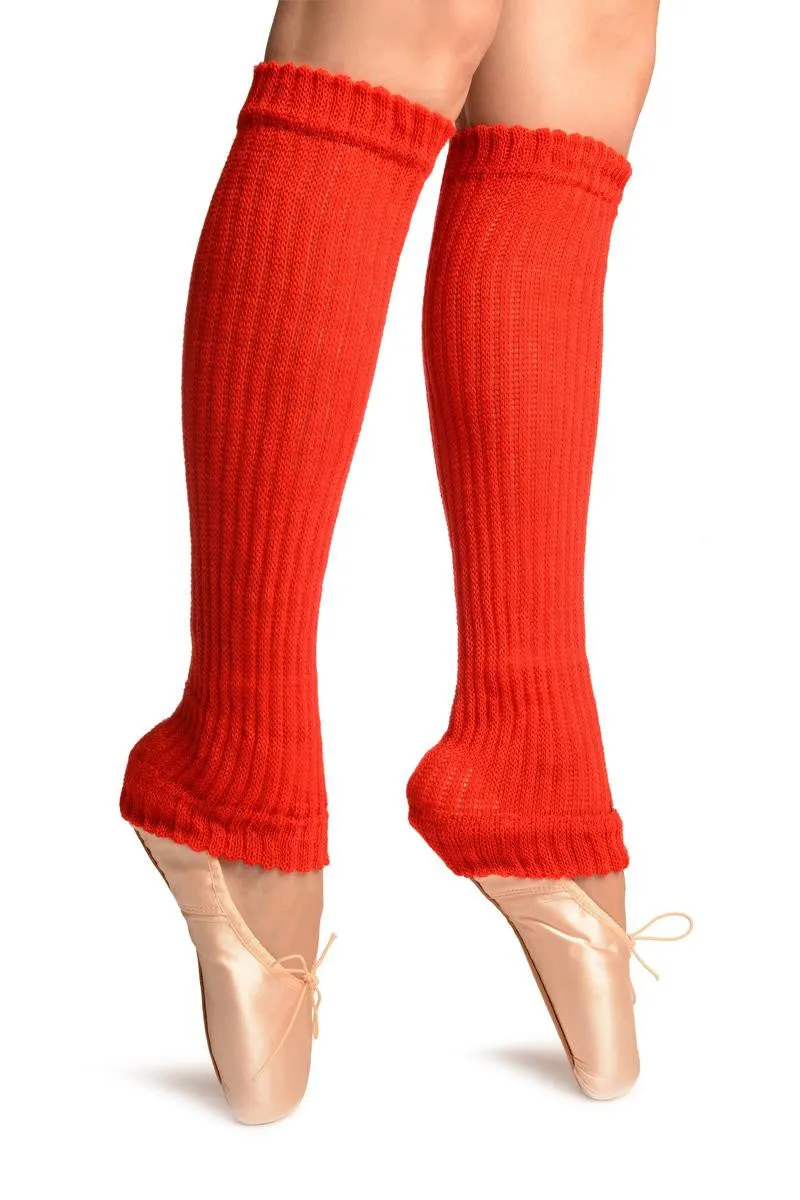 Red Double Rib Stitch Dance/Ballet Leg Warmers