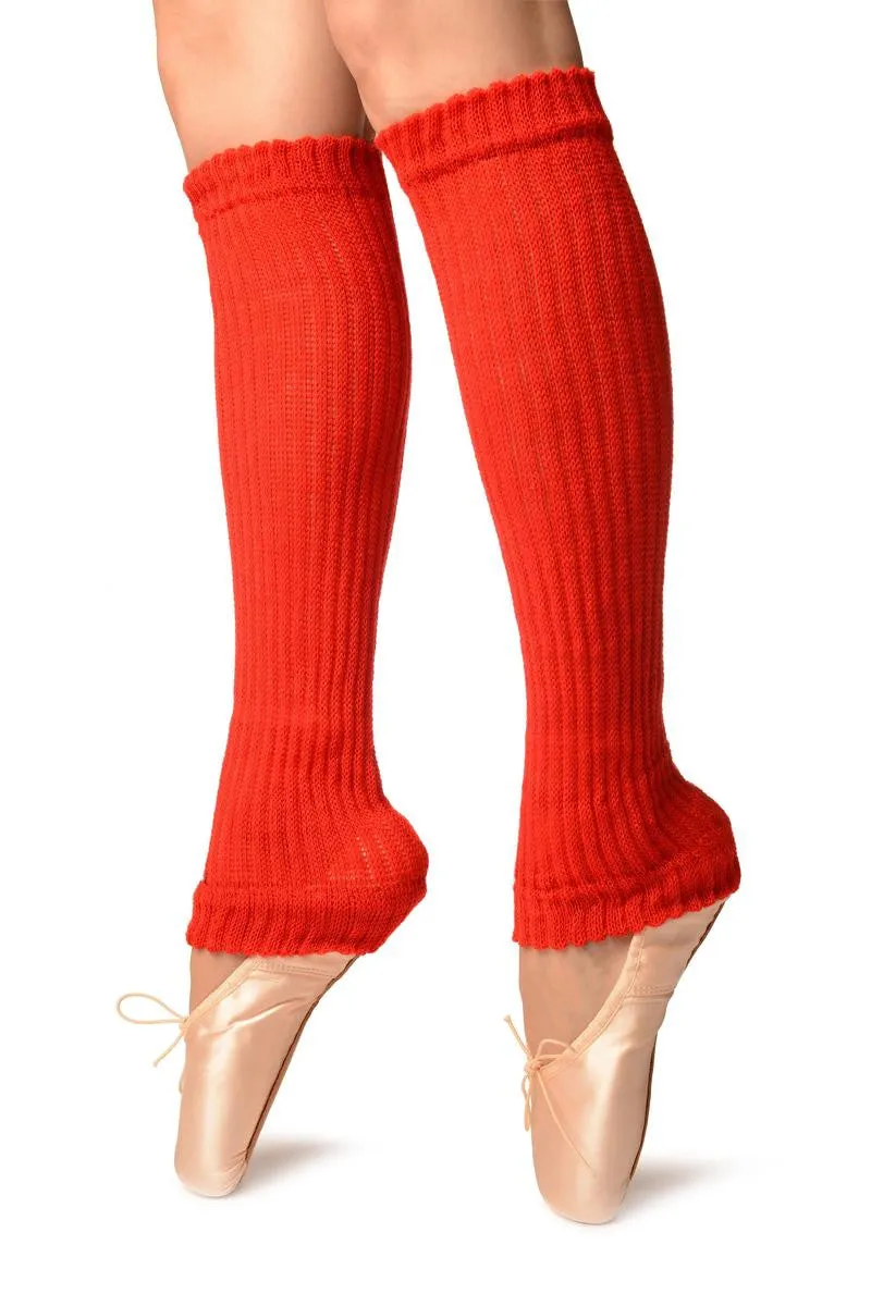 Red Double Rib Stitch Dance/Ballet Leg Warmers