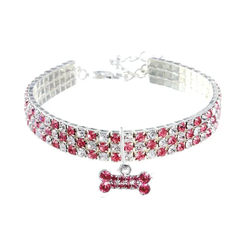 Rhinestone Pearl Necklace Dog & Cat Collar | Elegant Pet Jewelry with Sparkling Pendant