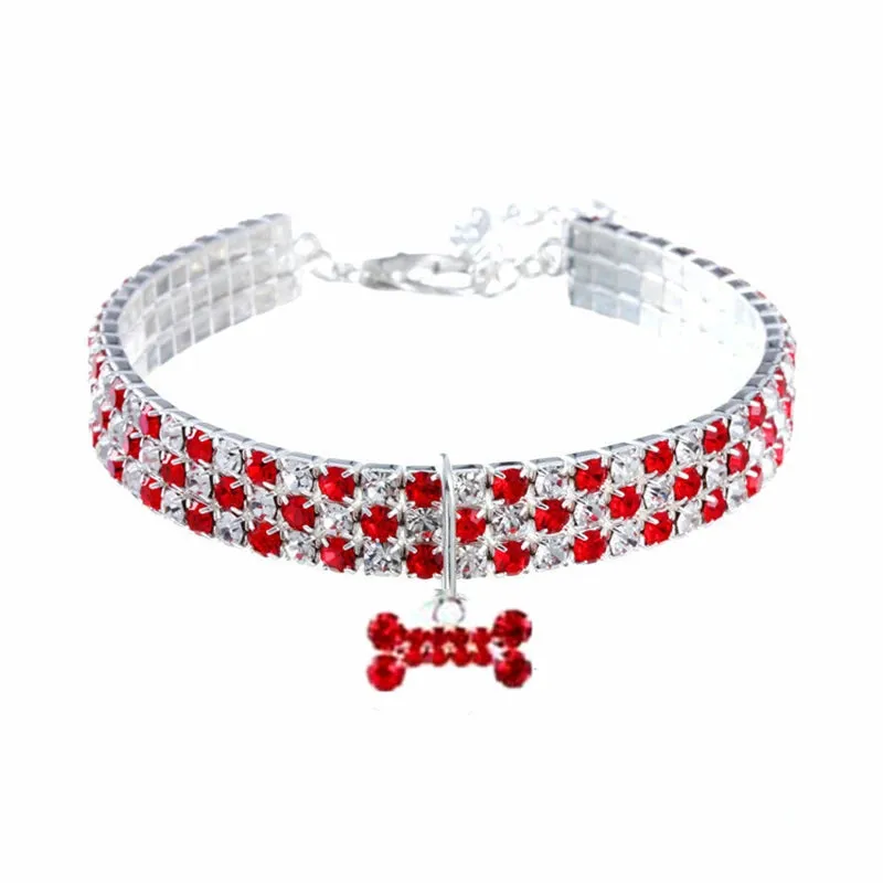 Rhinestone Pearl Necklace Dog & Cat Collar | Elegant Pet Jewelry with Sparkling Pendant