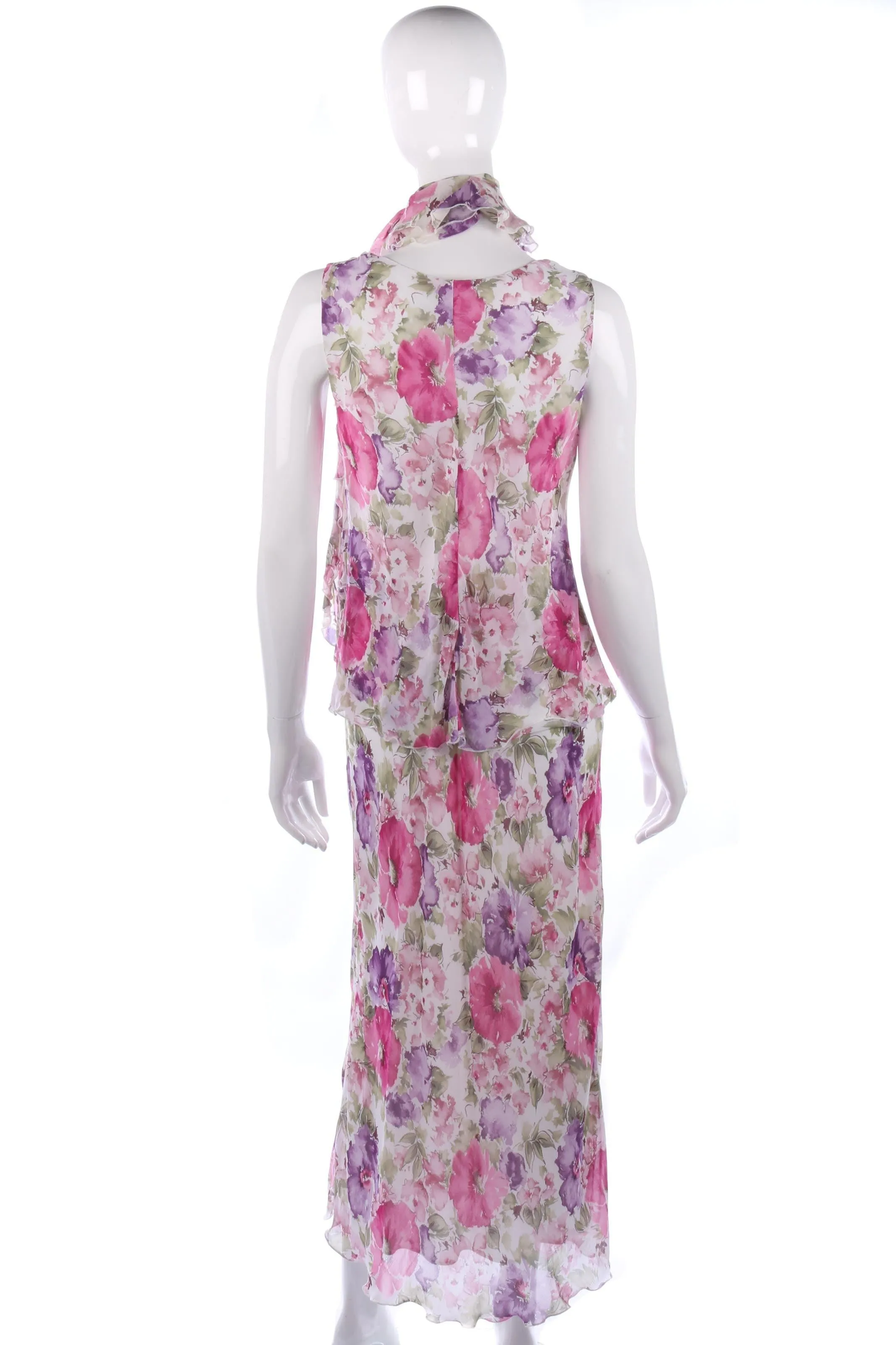 Roman Originals pink floral dress and scarf size 10/12