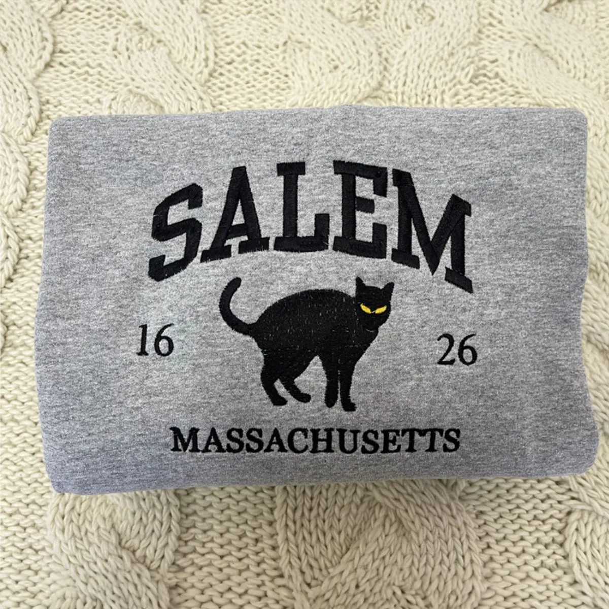 Salem Massachusetts Sweatshirt, Hocus Pocus Embroidered Sweatshirt or Hoodie for Halloween Season