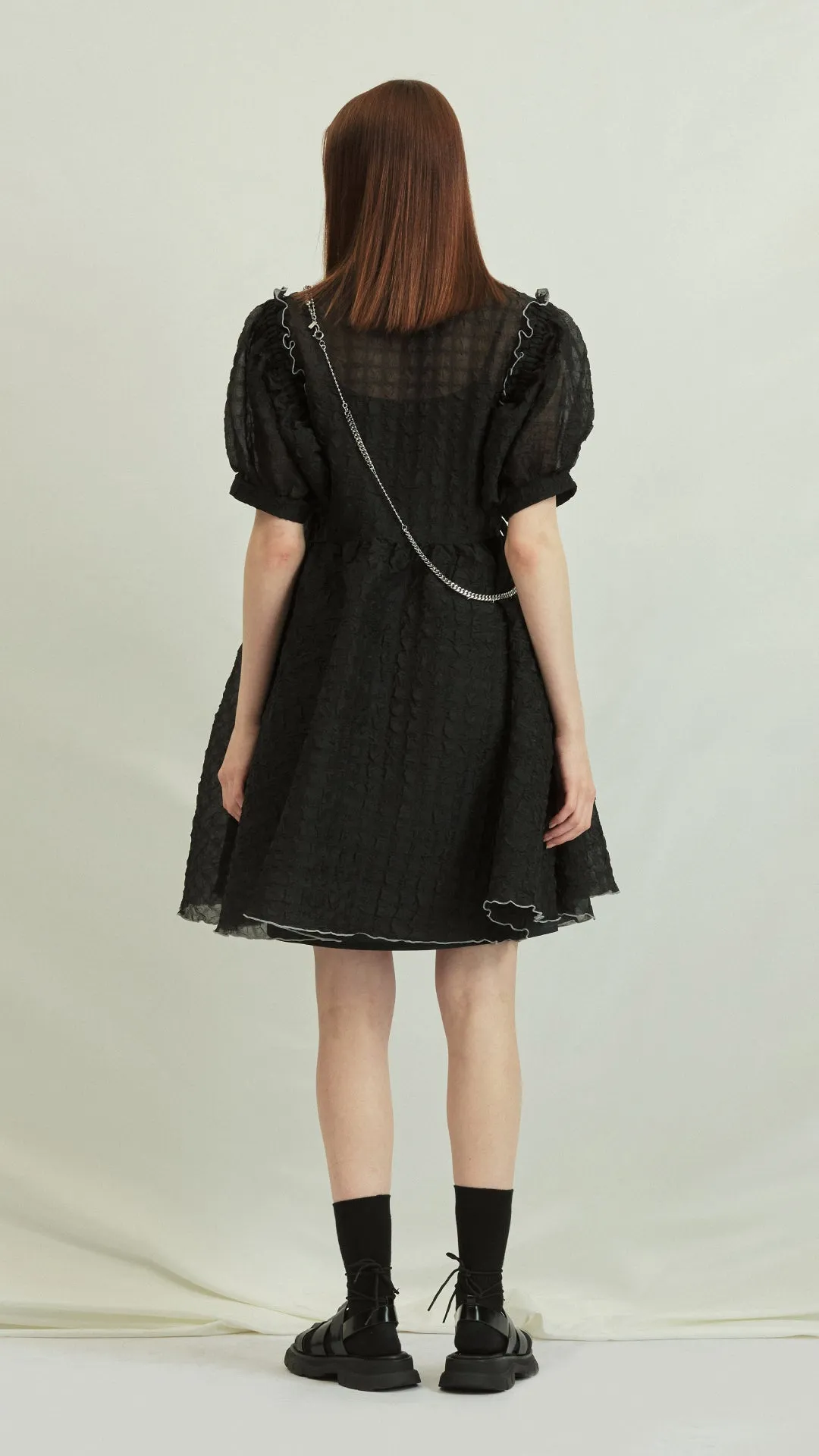 See Through Puff Sleeves Dress