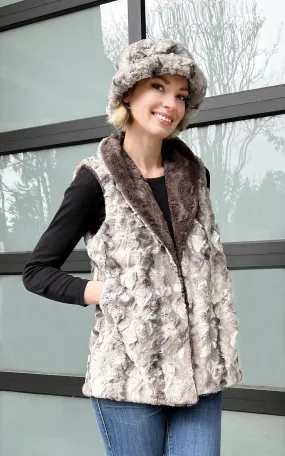 Shawl Collar Vest, Reversible less pockets - Cascade Luxury Faux Furs