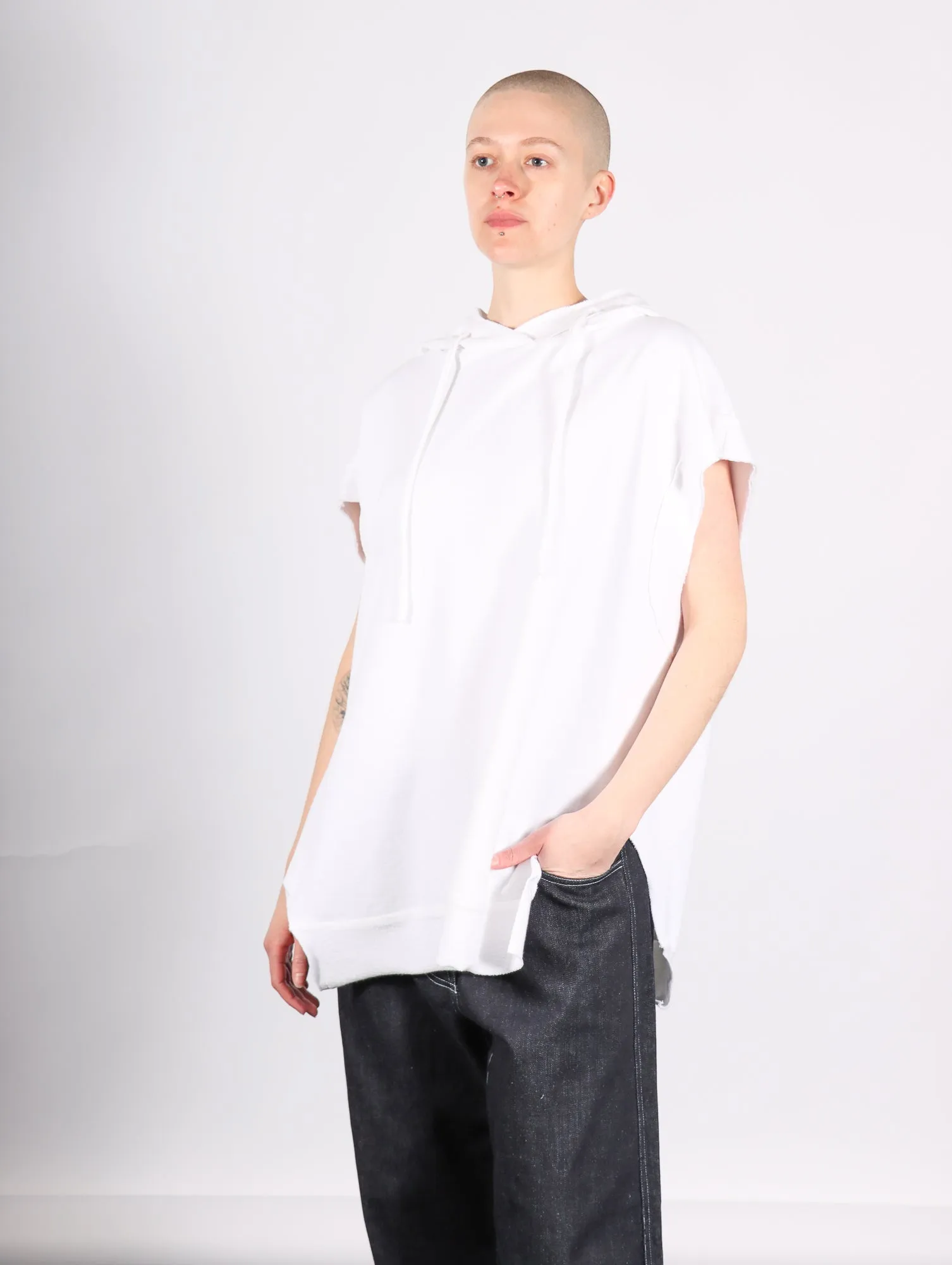 Sleeveless Hoodie in White by Planet