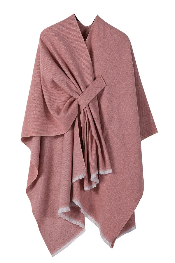 Solid Color Loose Casual Knitted Shawl Cape