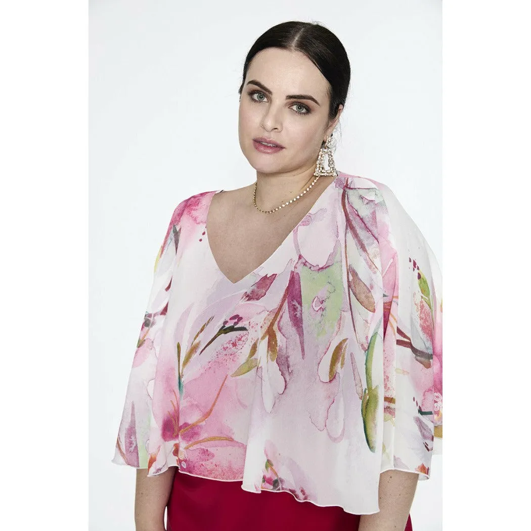 SPG Floral Cape Dress in Pink