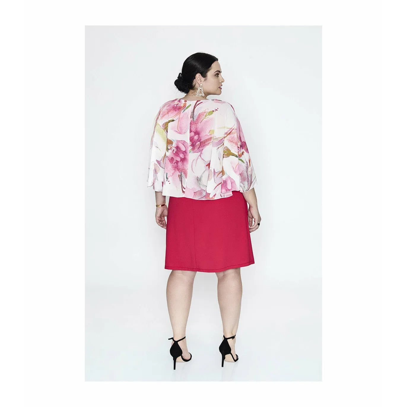 SPG Floral Cape Dress in Pink