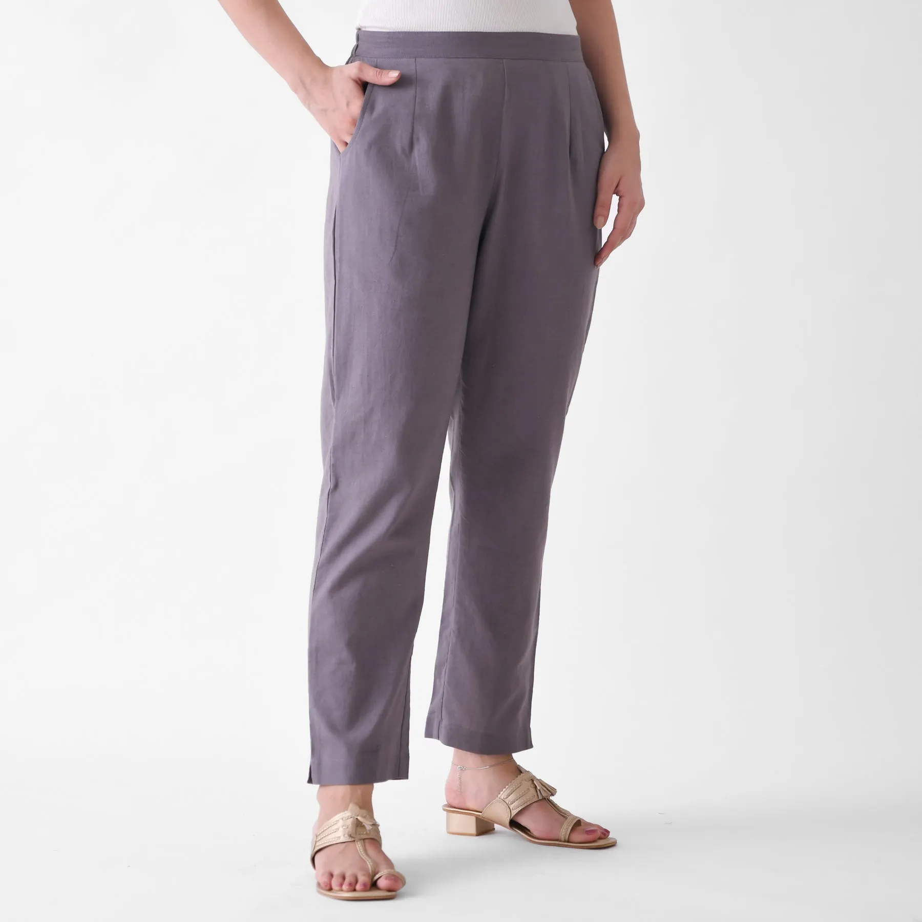 Steel Grey Cotton AMPM Pants