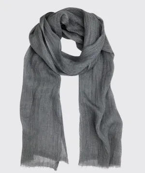 Steel Grey Gauze Linen Scarf