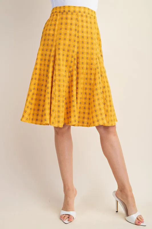 Sunflower Flared Midi Skirt in a Check Print