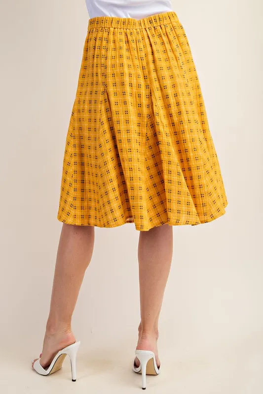 Sunflower Flared Midi Skirt in a Check Print