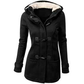 Susanny Womens Winter Fashion Outdoor Warm Wool Blended Classic Pea Coat Jacket Black