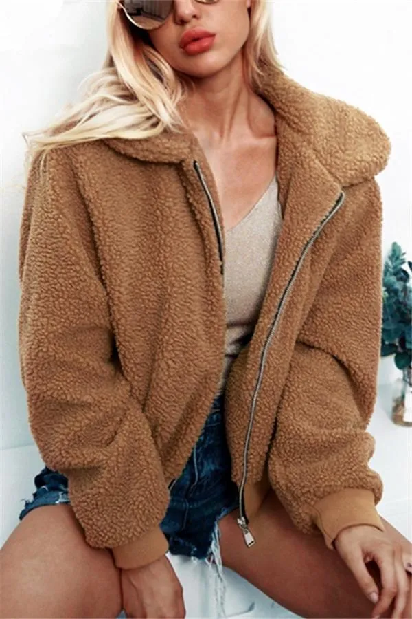 Teddy Bear Furry Faux Fur Jacket