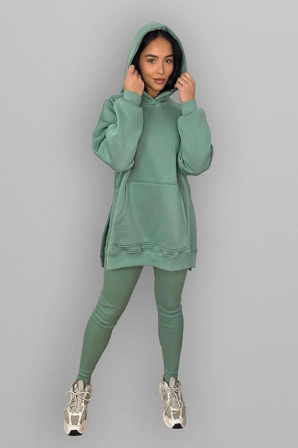 Thick Fleece Hoodie And Leggings Set