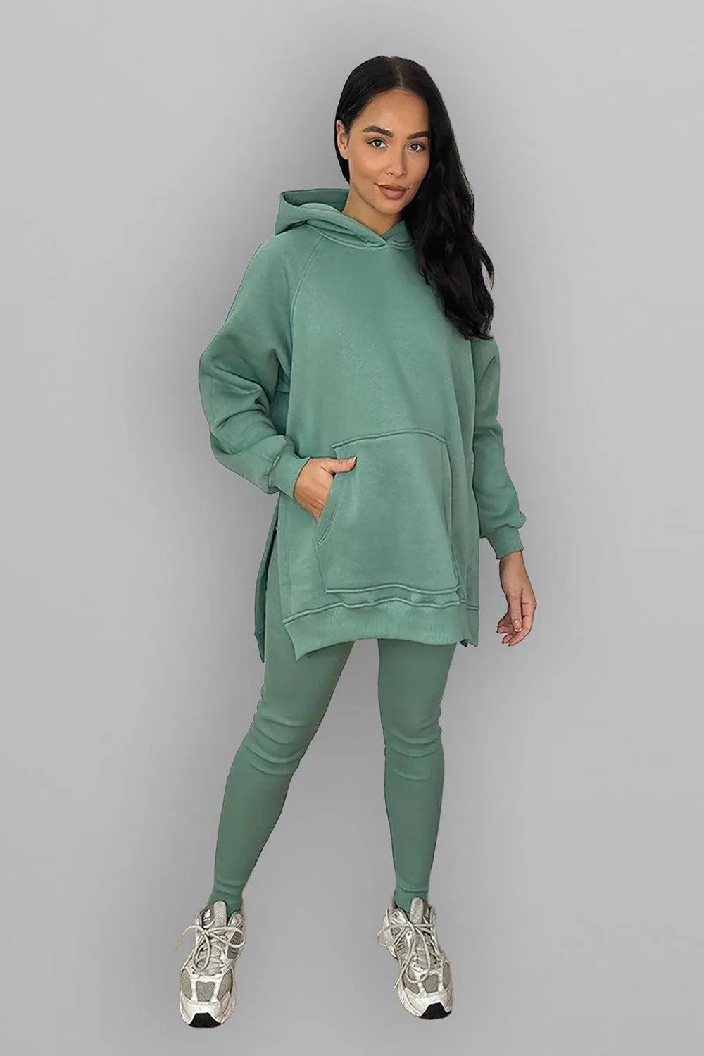 Thick Fleece Hoodie And Leggings Set