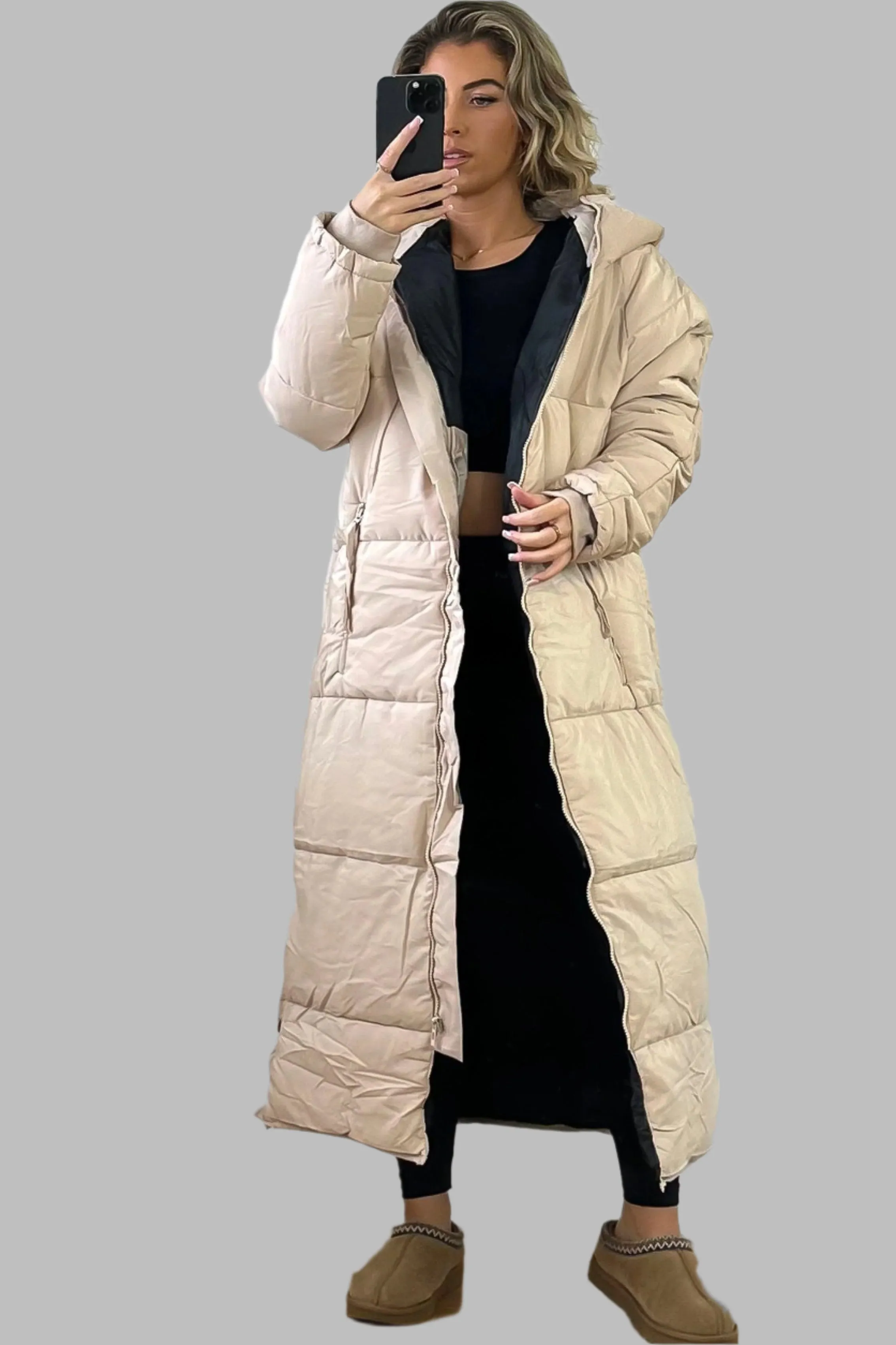 Thick Padded Maxi Parka Jacket