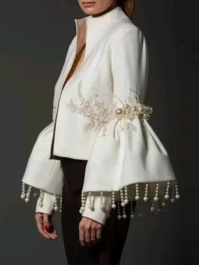 Trendy Fringed Embroidery Flared Sleeve Jackets