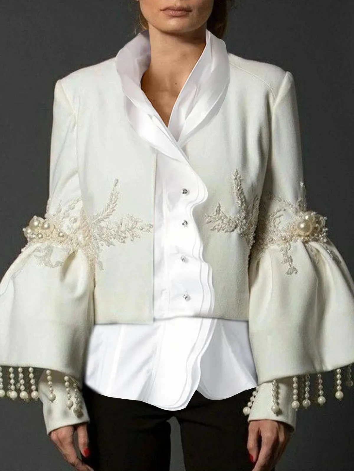 Trendy Fringed Embroidery Flared Sleeve Jackets