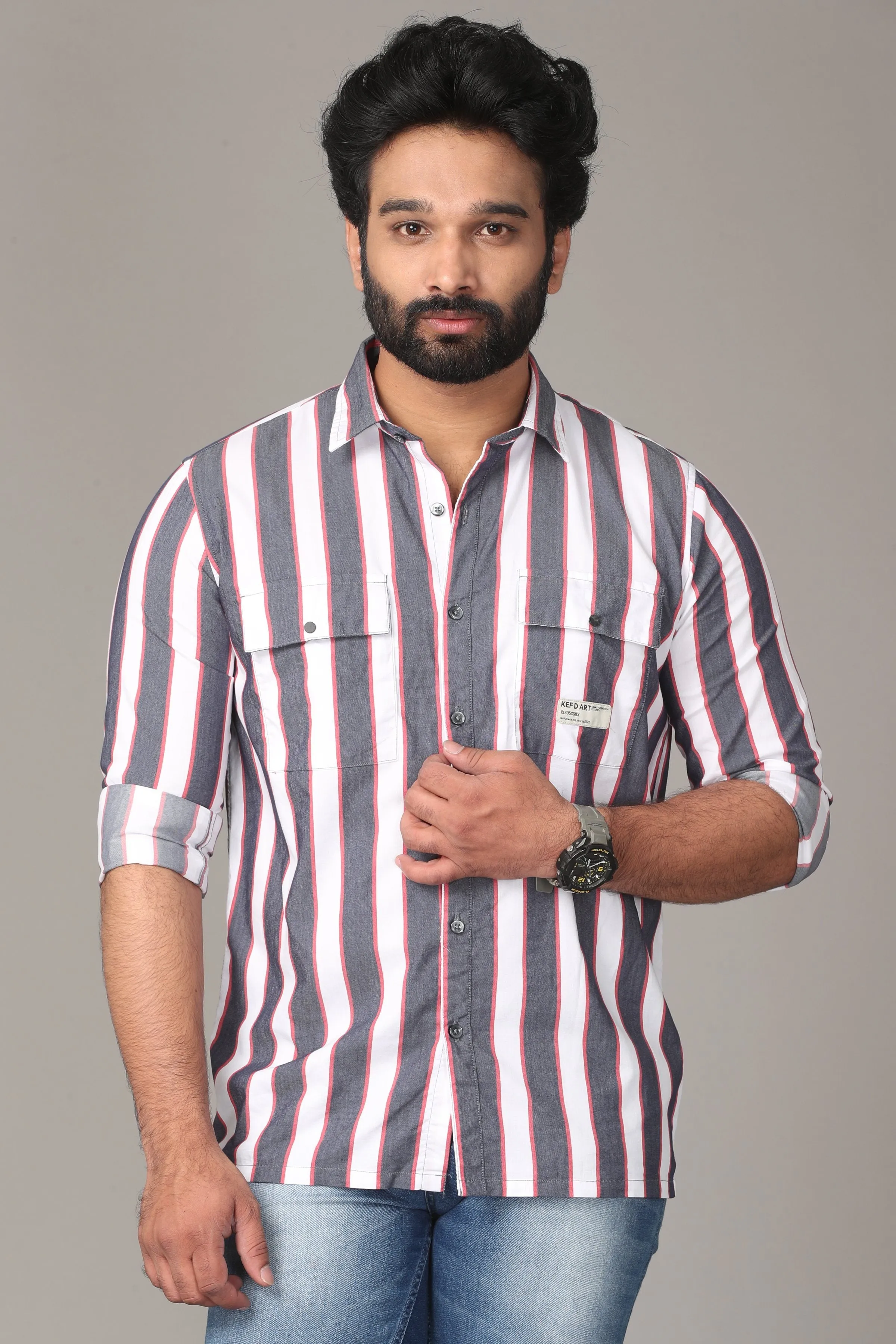 Triple Striped Full Sleeve Shirt