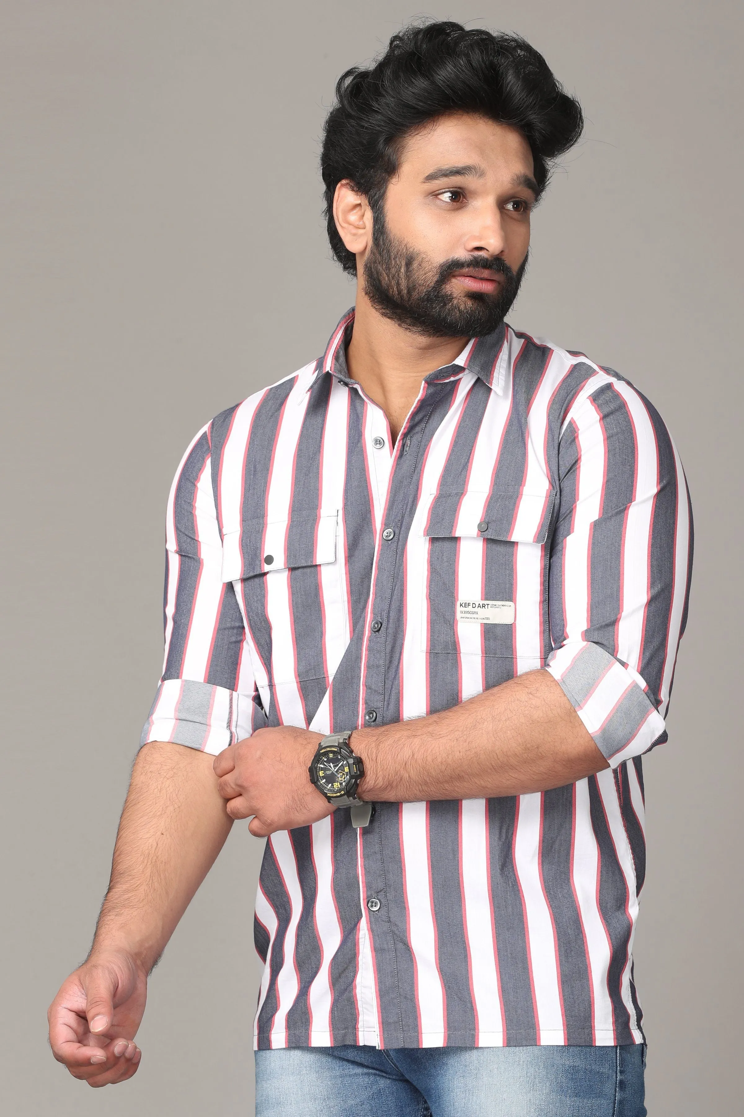 Triple Striped Full Sleeve Shirt