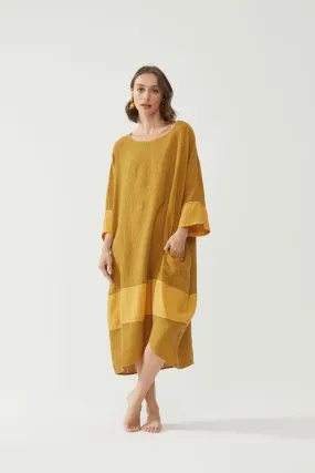 Tulip Dress Mustard Stripe