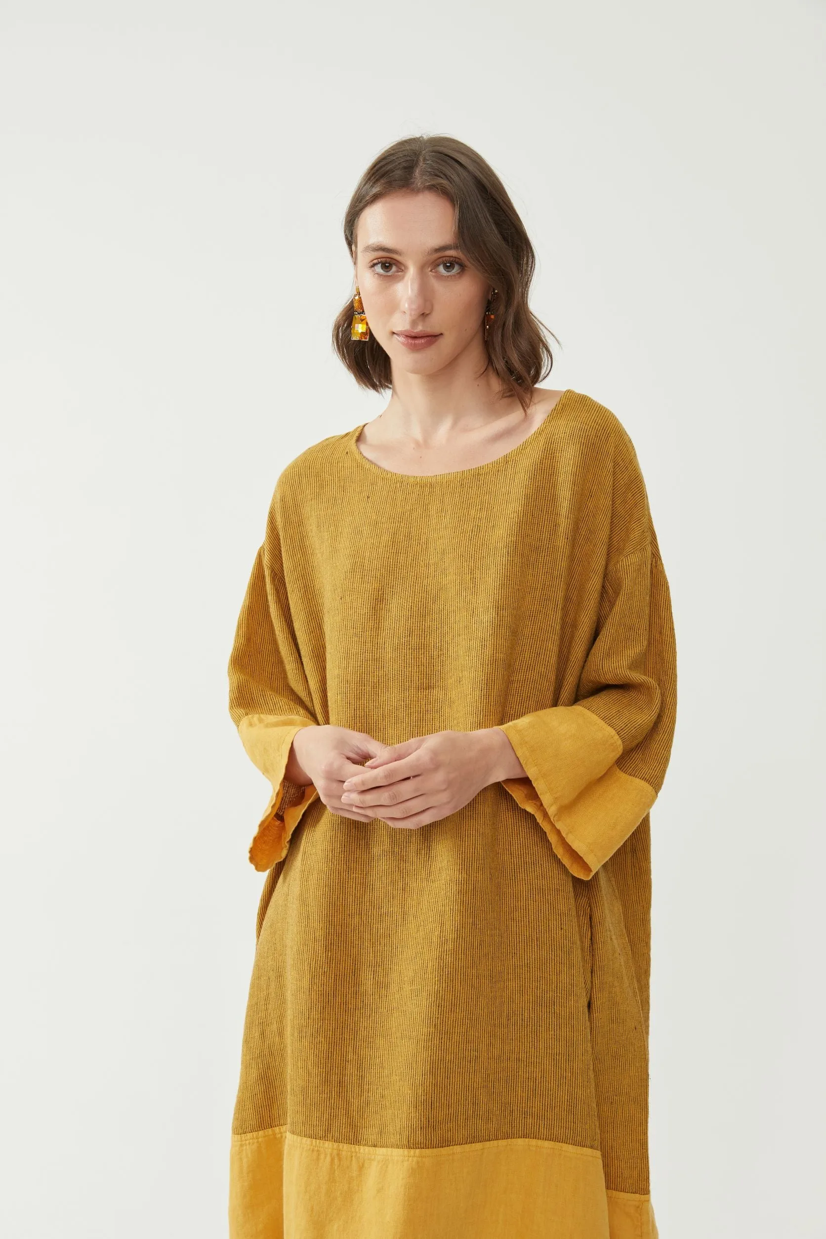 Tulip Dress Mustard Stripe