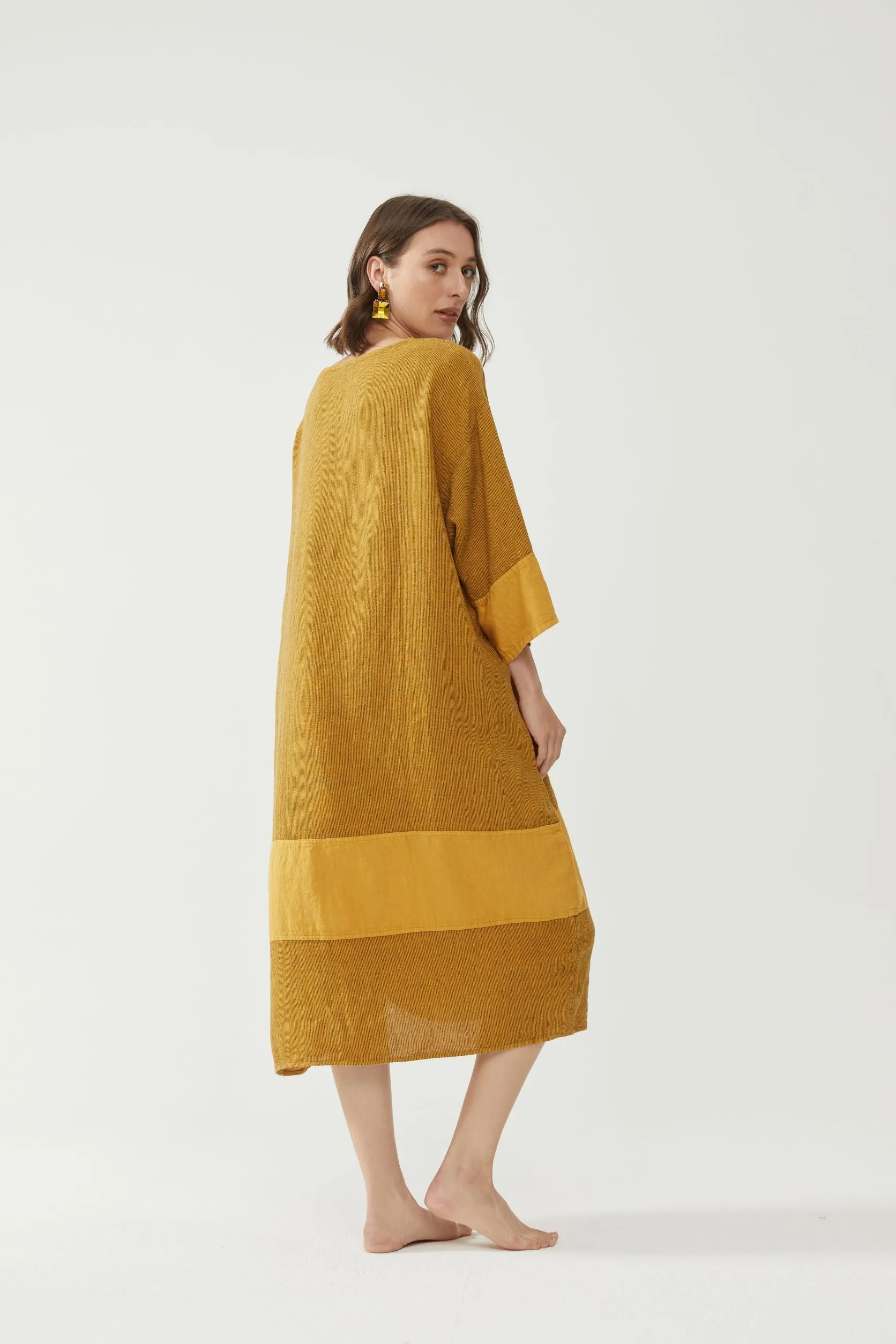 Tulip Dress Mustard Stripe