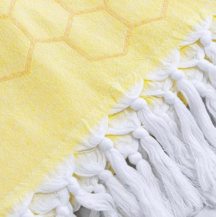 Turkish Cotton Body Towel - Honeycomb Yellow and Orange