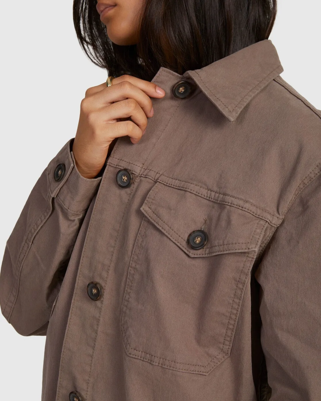 Twill Shacket Overshirt - Iron