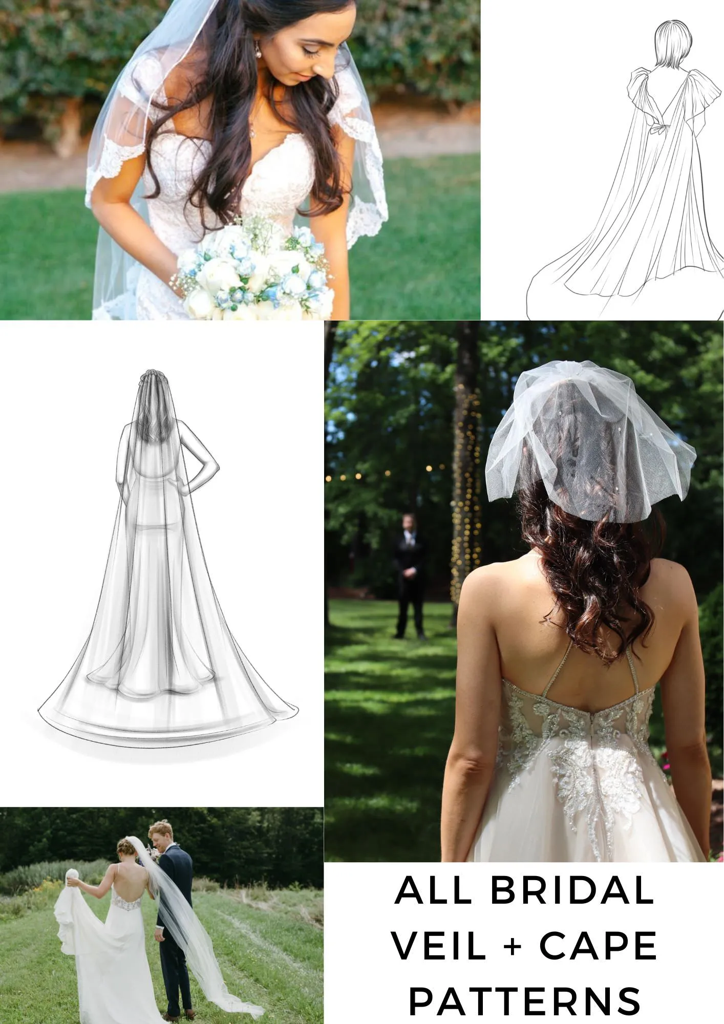 Ultimate Wedding Accessory Sewing Guide: 15  Bridal Veil, Cape and Sleeve Patterns