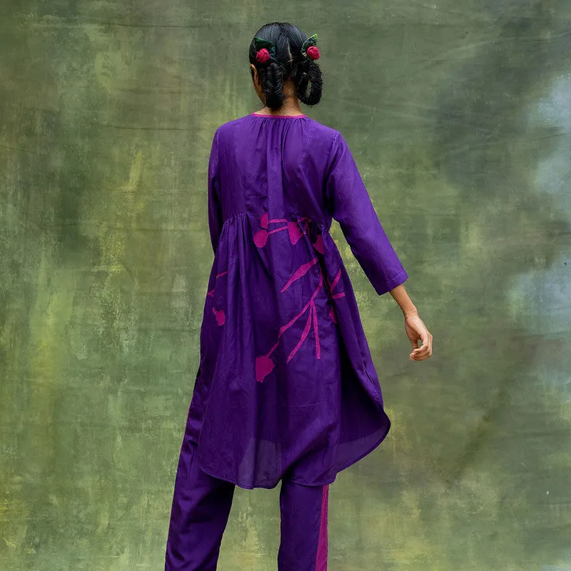 Upcycled Co-Ord Set | Embroidered | Tunic & Pant | Purple